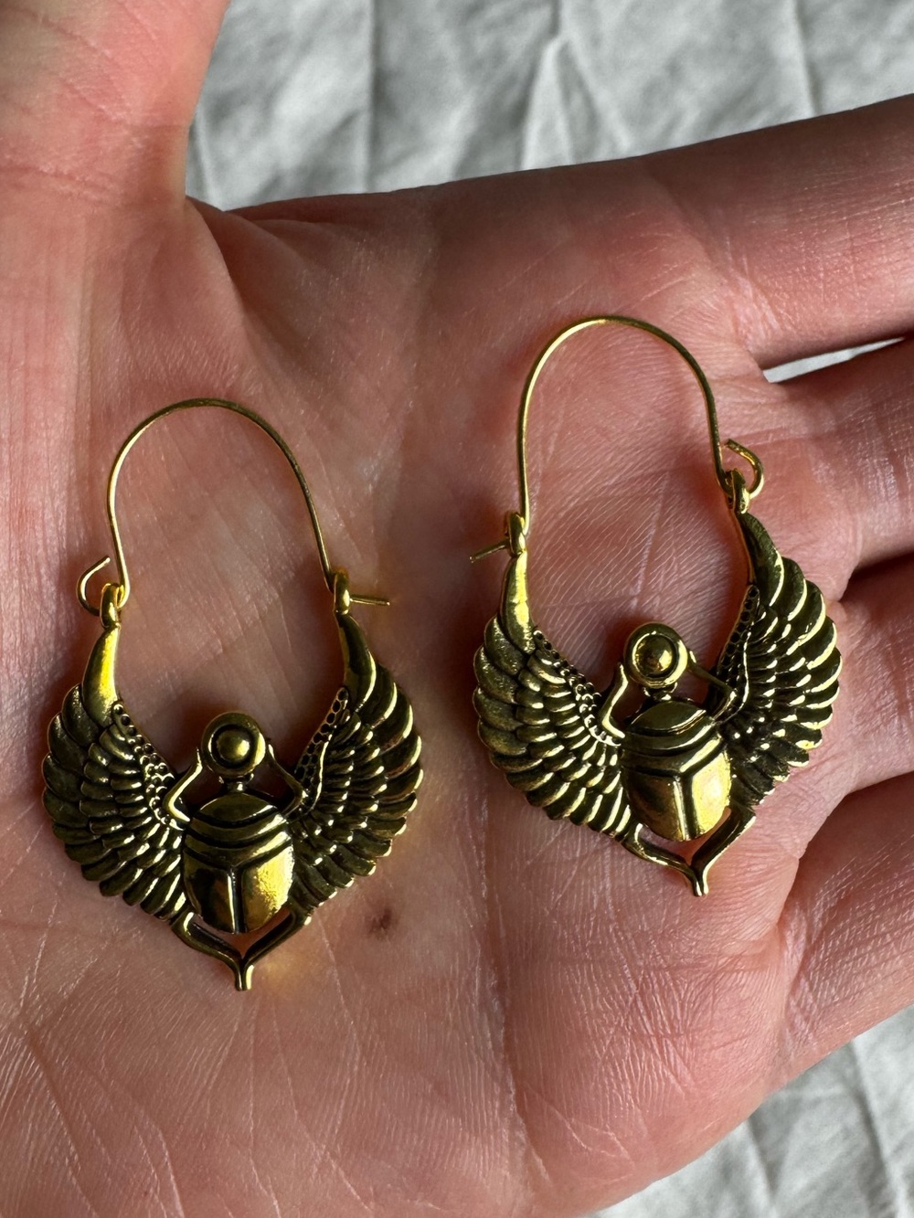 Egyptian Scarab Wing Drop Earrings - Women Jewelry
